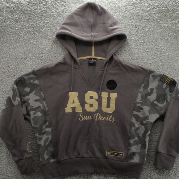 Colosseum Hoodie Arizona State University Sun Devils Womens M Gray Gold and Camo - Picture 1 of 16